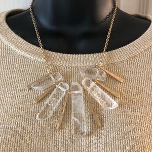 Abstract gold and crystal necklace . NWT
